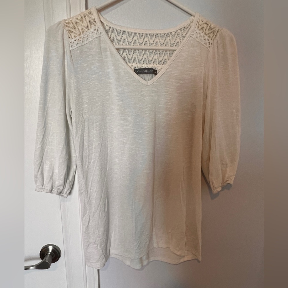 Loveappella Cream Puff Sleeve Blouse